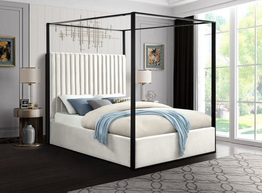 Jax Velvet King Bed Cream - Gate FurnitureKing Bed