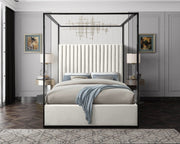 Jax Velvet King Bed Cream - Gate FurnitureKing Bed