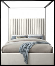 Jax Velvet King Bed Cream - Gate FurnitureKing Bed