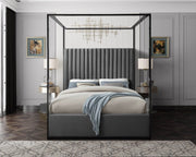 Jax Velvet King Bed Grey - Gate FurnitureKing Bed