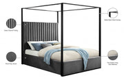 Jax Velvet King Bed Grey - Gate FurnitureKing Bed