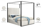 Jax Velvet Queen Bed Cream - Gate FurnitureQueen Bed