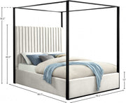 Jax Velvet Queen Bed Cream - Gate FurnitureQueen Bed