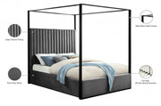 Jax Velvet Queen Bed Grey - Gate FurnitureQueen Bed