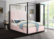 Jax Velvet Queen Bed Pink - Gate FurnitureQueen Bed