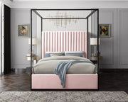 Jax Velvet Queen Bed Pink - Gate FurnitureQueen Bed