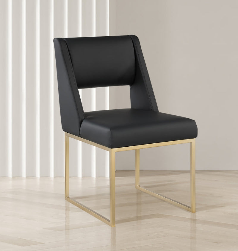 Jayce Vegan Leather Upholstered Dining Chair in Black, Set of 2 - 845Black-C