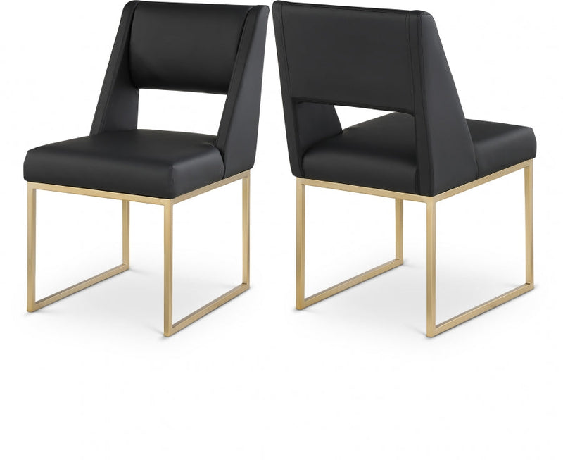 Jayce Vegan Leather Upholstered Dining Chair in Black, Set of 2 - 845Black-C
