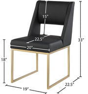 Jayce Vegan Leather Upholstered Dining Chair in Black, Set of 2 - 845Black-C