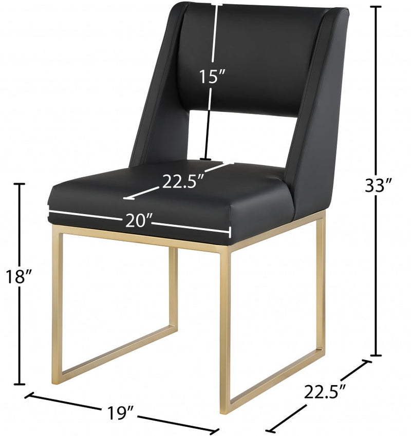Jayce Vegan Leather Upholstered Dining Chair in Black, Set of 2 - 845Black-C