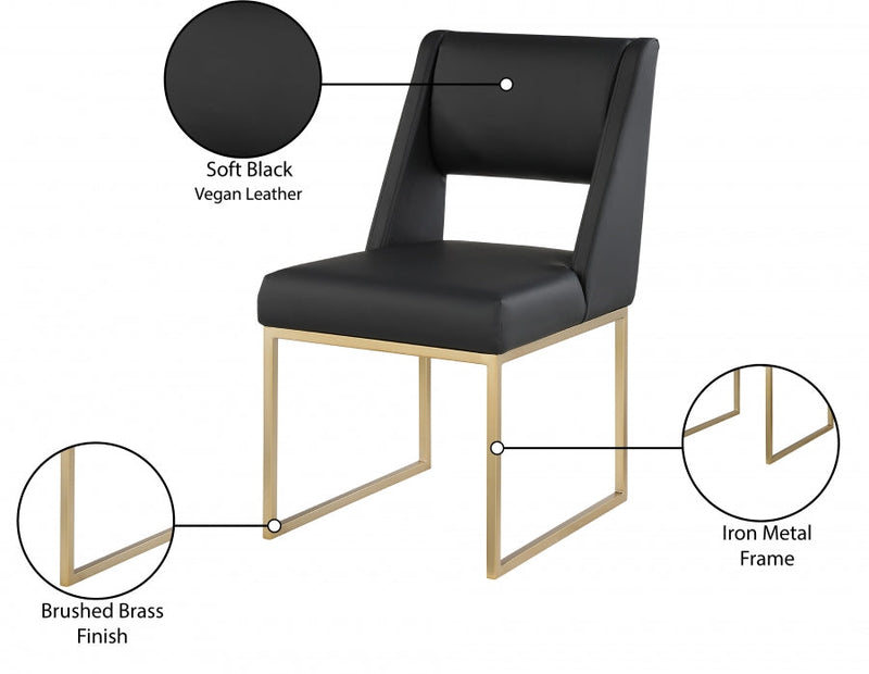 Jayce Vegan Leather Upholstered Dining Chair in Black, Set of 2 - 845Black-C