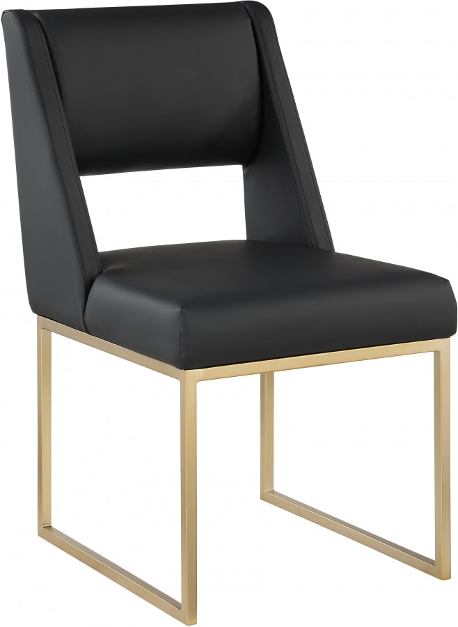 Jayce Vegan Leather Upholstered Dining Chair in Black, Set of 2 - 845Black-C