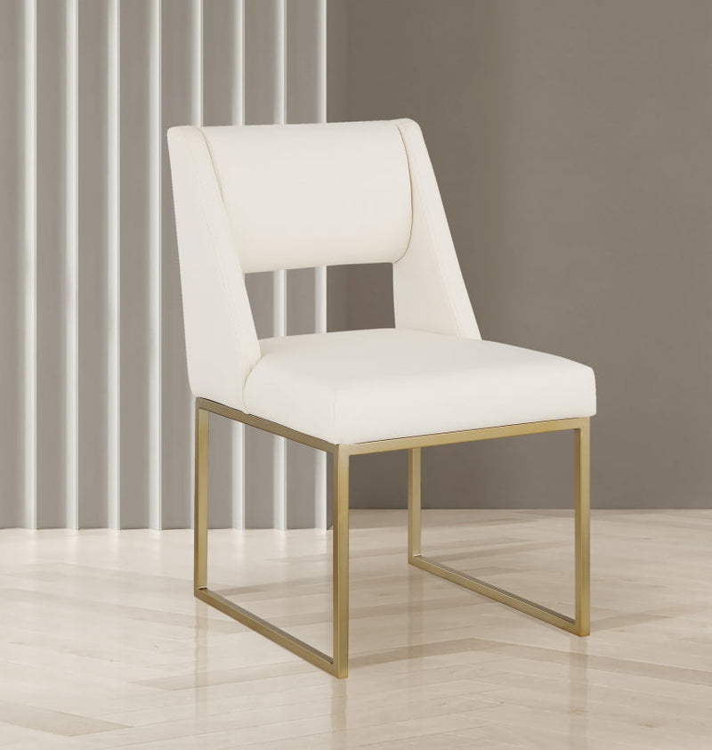 Jayce Vegan Leather Upholstered Dining Chair in Cream, Set of 2 - 845Cream-C