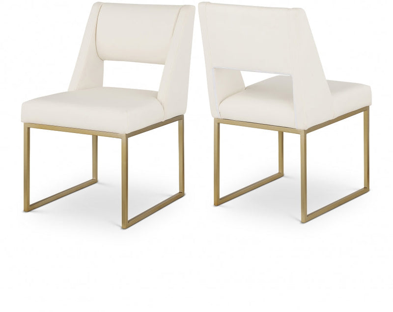 Jayce Vegan Leather Upholstered Dining Chair in Cream, Set of 2 - 845Cream-C