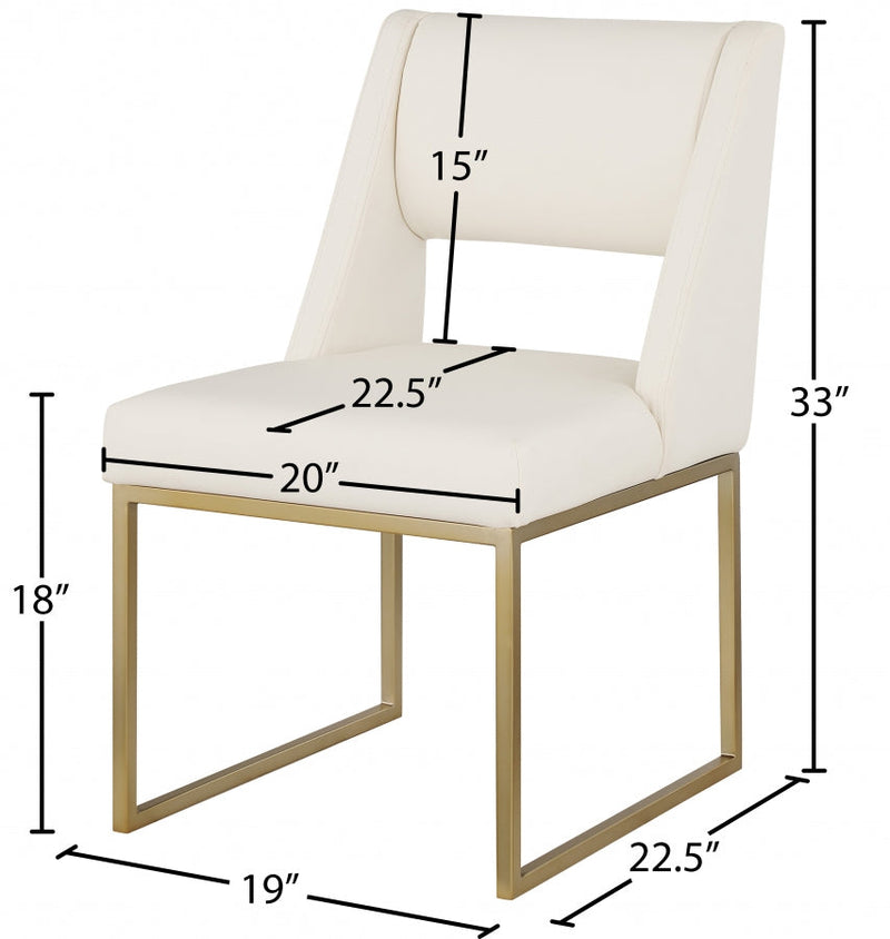 Jayce Vegan Leather Upholstered Dining Chair in Cream, Set of 2 - 845Cream-C