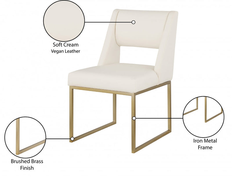 Jayce Vegan Leather Upholstered Dining Chair in Cream, Set of 2 - 845Cream-C