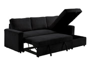 Jayla - Black Reversible Sectional with pull-out bed and storage chaise - S342-Sectional
