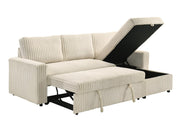 Jayla - Cream Reversible Sectional with pull-out bed and storage chaise - S344-Sectional