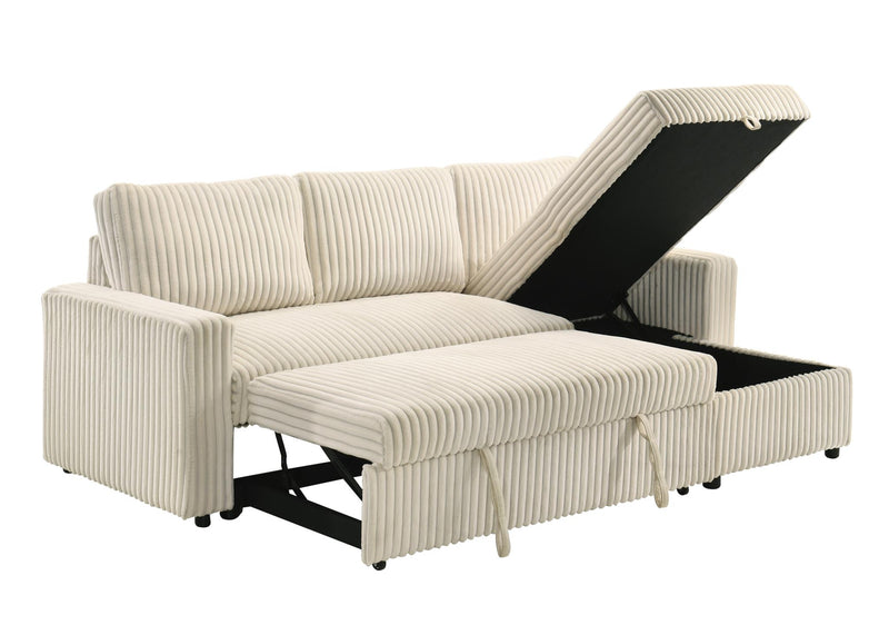 Jayla - Cream Reversible Sectional with pull-out bed and storage chaise - S344-Sectional