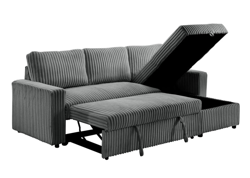 Jayla - Light Gray Reversible Sectional with pull-out bed and storage chaise - S343-Sectional