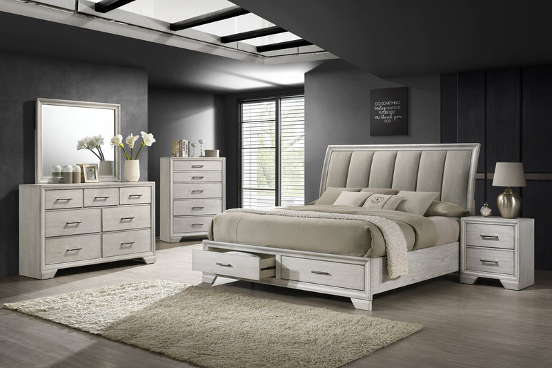 Jaymes White Mist Footboard Storage Platform Bedroom Set - Gate FurnitureBedroom Set