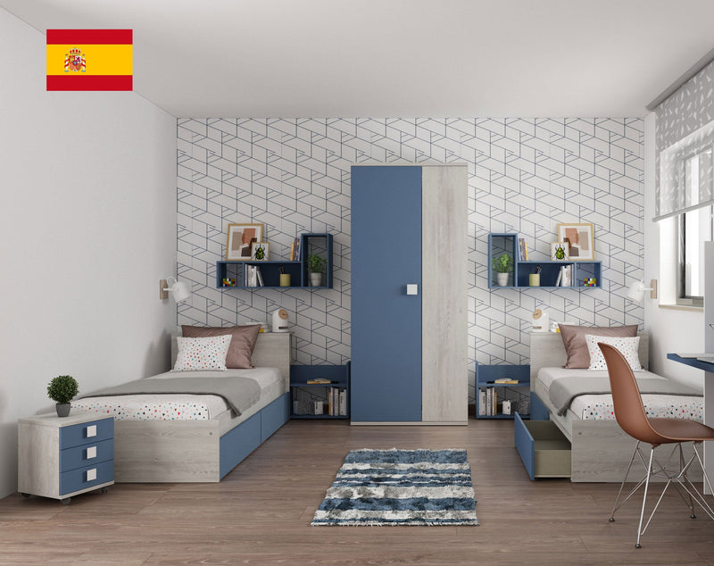 Jazz Kids Bedroom Oak Blue SET - p13684