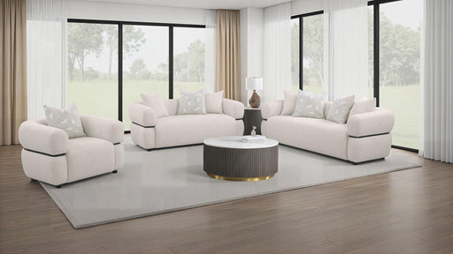 Jeanette 3-piece Fabric Upholstered Round Arm Sofa Set Beige - 508961-S3