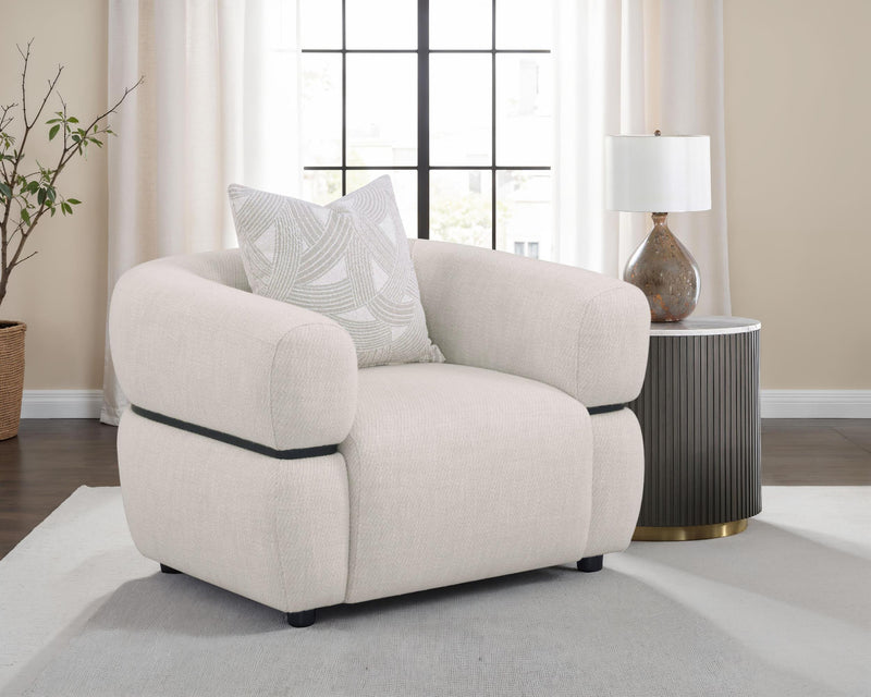 Jeanette Fabric Upholstered Round Arm Accent Chair Beige - 508963