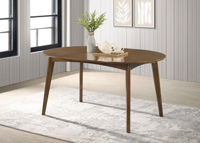 Jedda Oval 60-inch Extension Leaf Dining Table Dark Walnut - 105361