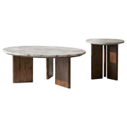 Jenna 2-piece Round Marble Top Coffee Table Set Brown - 706168-S2