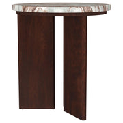 Jenna 2-piece Round Marble Top Coffee Table Set Brown - 706168-S2