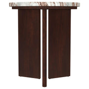 Jenna 2-piece Round Marble Top Coffee Table Set Brown - 706168-S2