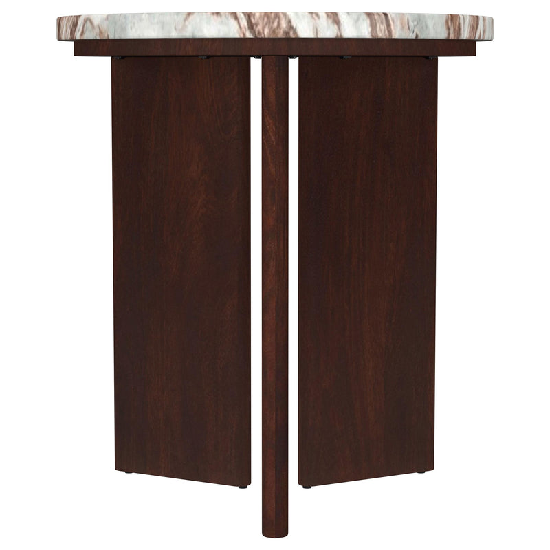 Jenna 2-piece Round Marble Top Coffee Table Set Brown - 706168-S2