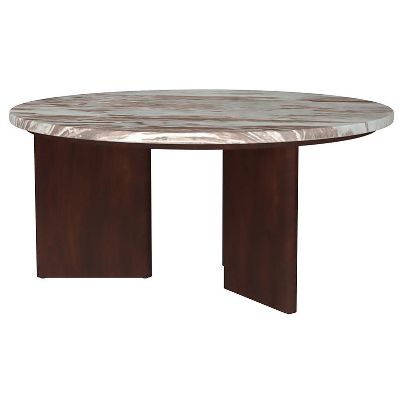 Jenna 2-piece Round Marble Top Coffee Table Set Brown - 706168-S2