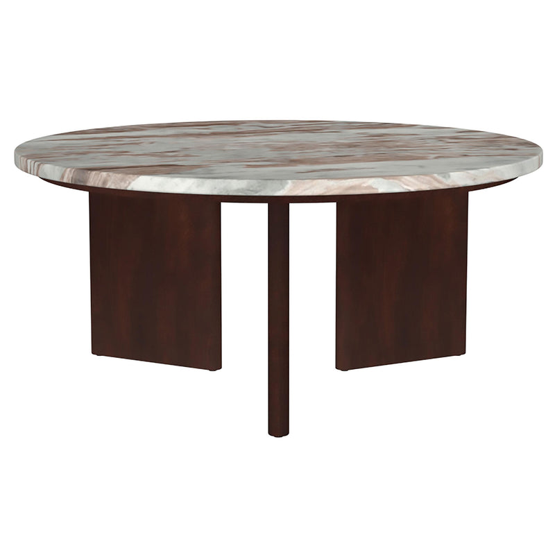 Jenna 2-piece Round Marble Top Coffee Table Set Brown - 706168-S2
