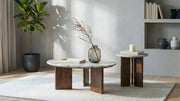 Jenna 35-inch Round Marble Top Cocktail Coffee Table Brown - 706168