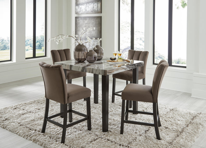 Jeshina Dark Brown Counter Height Dining Table and 4 Barstools - PCD581D3
