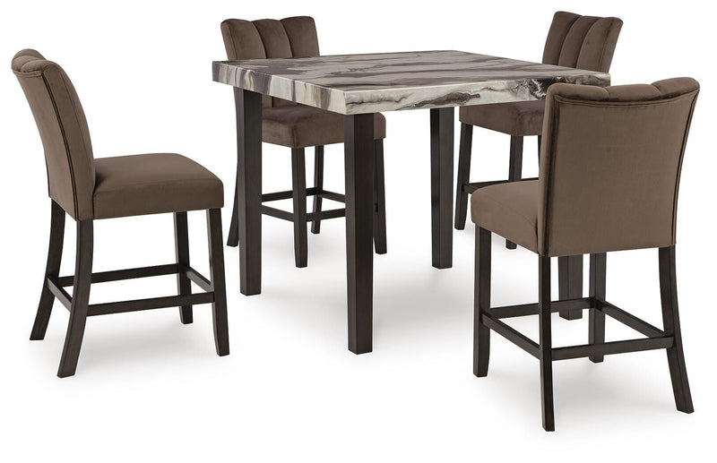 Jeshina Dark Brown Counter Height Dining Table and 4 Barstools - PCD581D3
