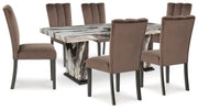 Jeshina Dark Brown Dining Table and 6 Chairs - PCD581D5