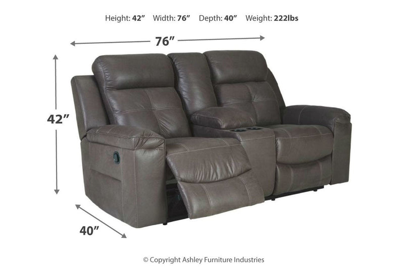 Jesolo Dark Gray Reclining Loveseat with Console - Gate FurnitureLoveseat