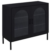 Jess 2-door Arched Fluted Glass Accent Cabinet Black - 950420
