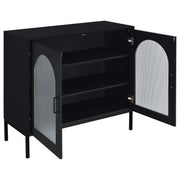 Jess 2-door Arched Fluted Glass Accent Cabinet Black - 950420
