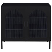 Jess 2-door Arched Fluted Glass Accent Cabinet Black - 950420
