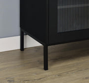 Jess 2-door Arched Fluted Glass Accent Cabinet Black - 950420