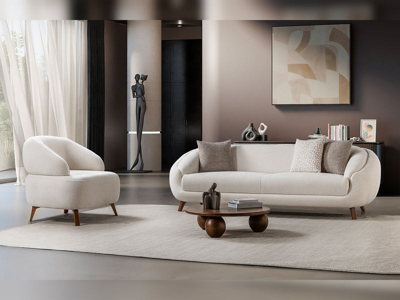 Jesse 3-pieces (Sofa & Loveseat & Chair) Livingroom Set - Cream in Cream - 200-ST-SOFT03-CR-321