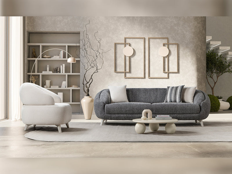 Jesse 3-pieces (Sofa & Loveseat & Chair) Livingroom Set - Cream in Cream - 200-ST-SOFT03-CR-321