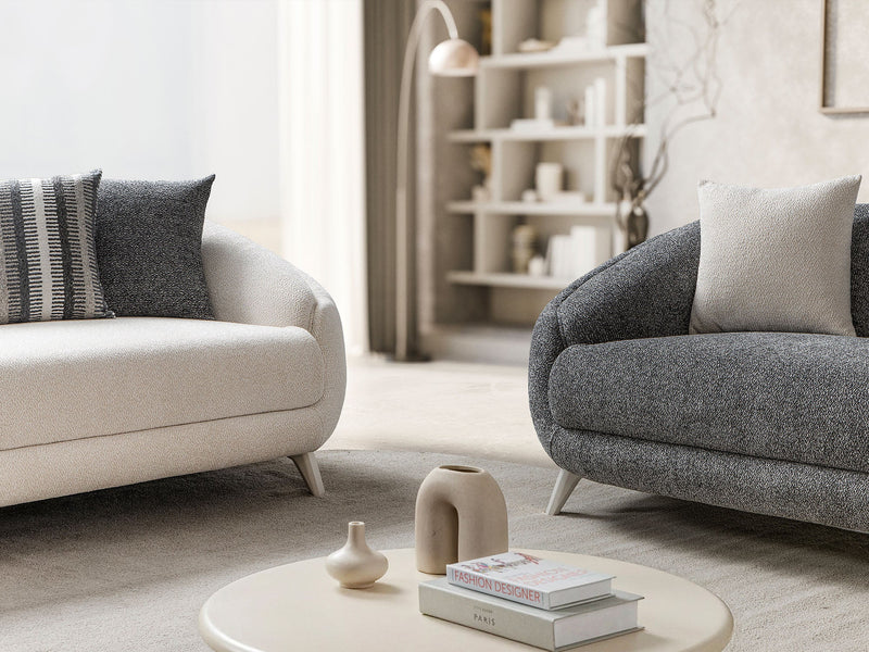 Jesse 3-pieces (Sofa & Loveseat & Chair) Livingroom Set - Cream in Cream - 200-ST-SOFT03-CR-321
