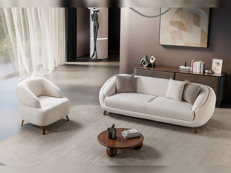 Jesse Stationary Loveseat - Cream in Black - 200-ST-SOFT15-CR-3