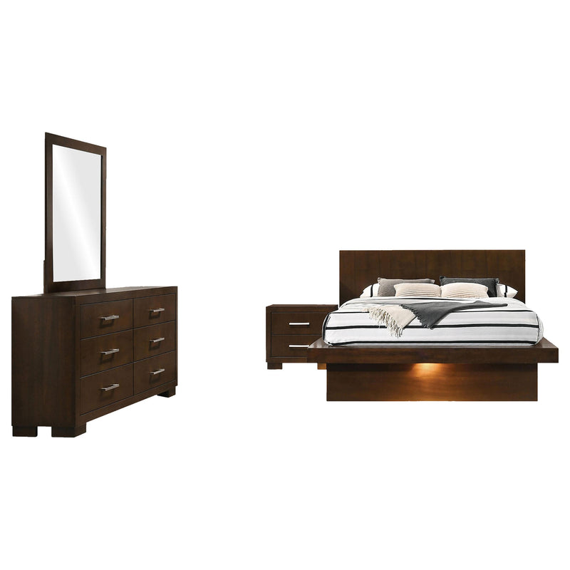 Jessica 4-piece Eastern King LED Bedroom Set Cappuccino - 200711KE-S4