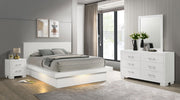 Jessica 4-piece Eastern King LED Bedroom Set Snow White - 202990KE-S4